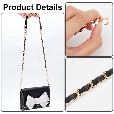 WADORN 3Pcs 2 Style PU Leather Shoulder Strap & ABS Plastic Imitation Pearl Bag Chain Straps FIND-WR0009-24-1