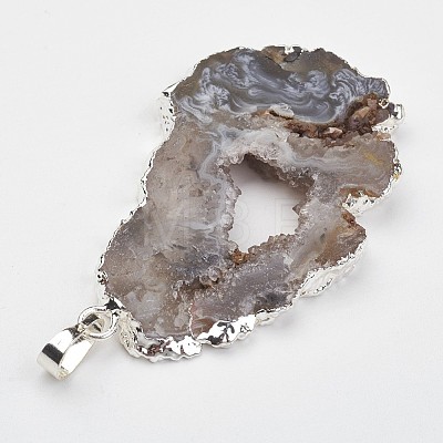 Natural Geode Agate Pendants G-G950-02P-1