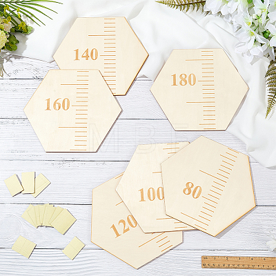 Hexagon Wood Measuring Growth Chart Rulers TOOL-WH0136-124B-1