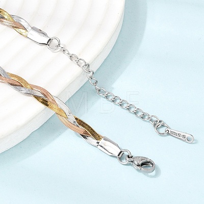 Unisex 304 Stainless Steel Braided Flat Snake Chain Necklaces NJEW-K305-12A-M-1