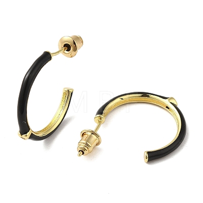 Real 18K Gold Plated Brass Ring Stud Earrings EJEW-L268-014G-03-1