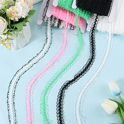 25M Nylon Elastic Pleated Lace Trim OCOR-CY0001-13E-1