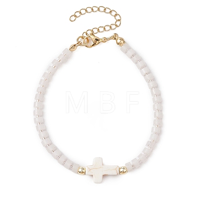 Natural White Jade Beads Link Bracelets for Women Men BJEW-JB11467-02-1