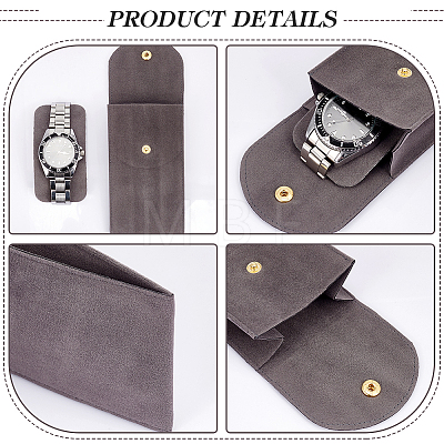 Rectangle Velvet Single Watch Storage Bag with Flip Cover LS-ABAG-WH0044-46A-1
