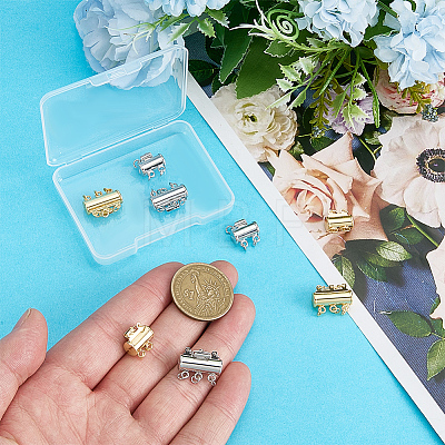 8Pcs 4 Styles Brass Slide Lock Clasps KK-PH0014-83-1