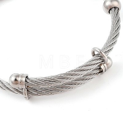 Adjustable 304 Stainless Steel Charm Bangles BJEW-F326-03P-1