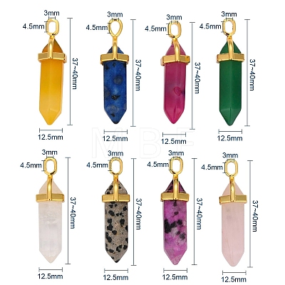 Natural Mixed Gemstone Pointed Pendants G-CJ0001-30-1