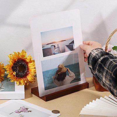 Wood Vinyl Record Slotted Display Stands with Stainless Steel Support ODIS-WH0043-344A-1
