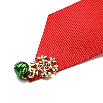Christmas Polyester Ribbon Bowknot Safety Pin Brooch JEWB-H012-02-1