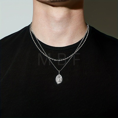 304 Stainless Steel Rope Chain Double Layer Necklaces WG0A8AC-01-1
