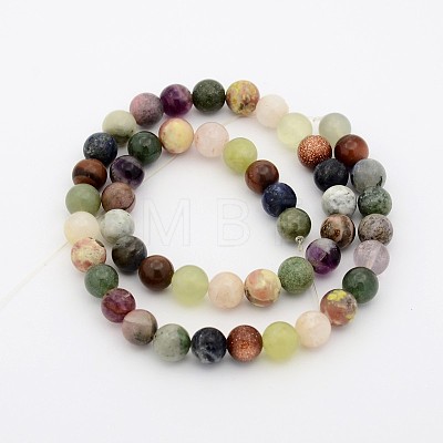 Natural & Synthetic Mixed Gemstone Beads Strands G-P070-26-6mm-1