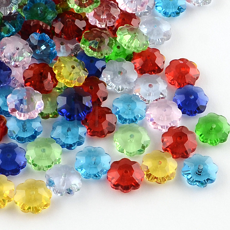 Flower Transparent Glass Beads X-GLAA-R160-M-1