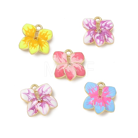 Brass Micro Pave Clear Cubic Zirconia Charms KK-CBA74BF-05G-01-1