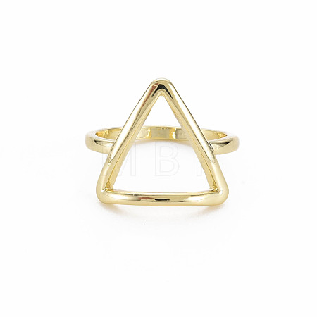 Hollow Triangle Rack Plating Alloy Wide Band Rings RJEW-Q163-015-RS-1