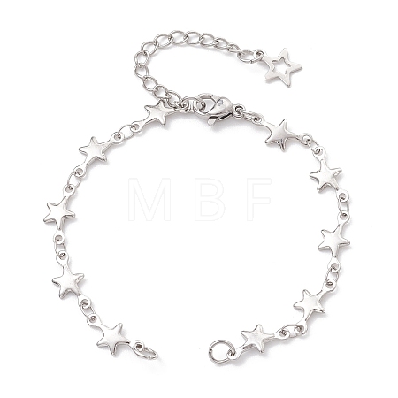 304 Stainless Steel Star Link Chain Bracelet Making AJEW-JB01446-1