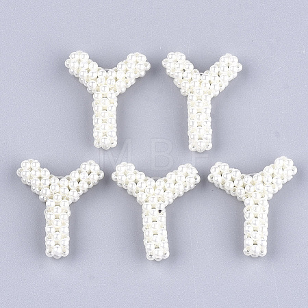 Handmade ABS Plastic Imitation Pearl Woven Beads FIND-T039-18-Y-1