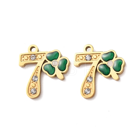 304 Stainless Steel Enamel & Rhinestone Pendants STAS-B130-01G-7-1