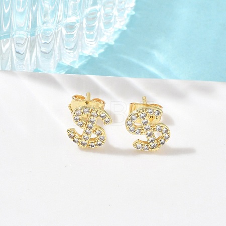 Brass & Crystal Rhinestone Stud Earrings for Women EJEW-G464-04G-01-1