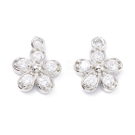 Rack Plating Brass Cubic Zirconia Charms X-ZIRC-C026-12P-1