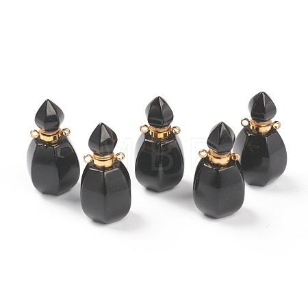 Faceted Natural Black Agate Pendants G-H252-B02-1
