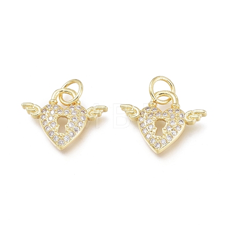 Brass Micro Pave Clear Cubic Zirconia Charms X-ZIRC-L076-051G-1