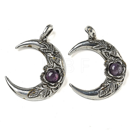 Natural Amethyst Pendants G-P547-04AS-03-1