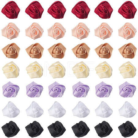 70Pcs 7 Colors Polyester Rose Flower Ornament Accessories DIY-GF0013-42-1
