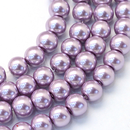 Baking Paint Pearlized Glass Pearl Round Bead Strands HY-Q330-8mm-44-1