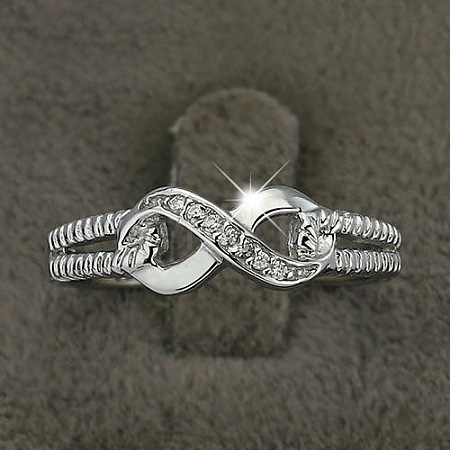 Brass & Clear Cubic Zirconia Finger Rings for Women FS-WGA713C-03-1