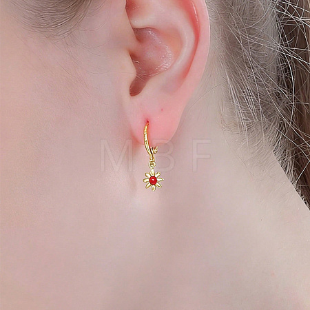 Brass Enamel Leverback Dangle Earrings for Women WO0430-1
