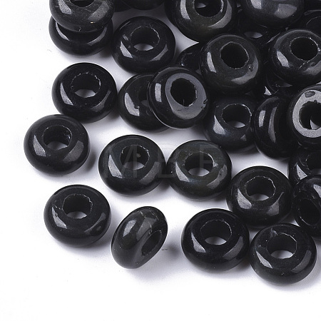 Natural Black Gemstone European Beads X-G-Q503-01-1