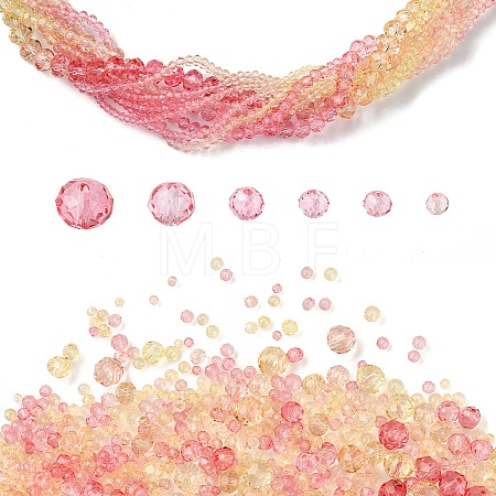 6 Styles Gradient Color Transparent Painted Glass Beads Strands DGLA-YW0001-28I-1