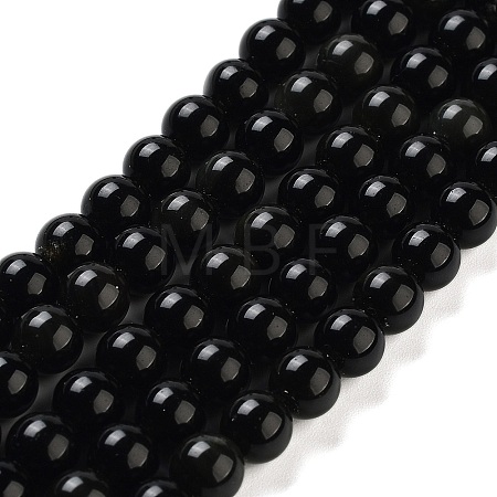 Natural Obsidian Bead Strands G-R173-6mm-02-1