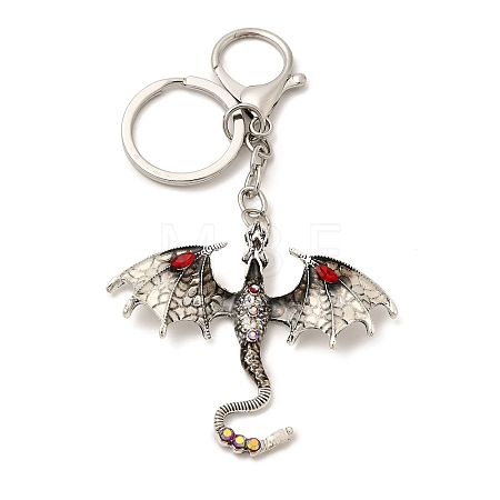 Dragon Alloy Rhinestone Pendant Keychains LS-KEYC-G065-01D-1
