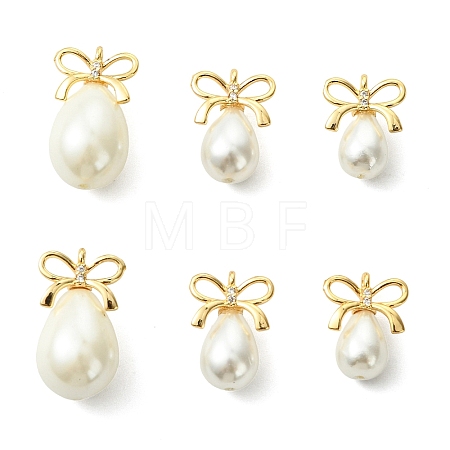 6Pcs 3 Styles Polished Shell Pearl Pendants PALLOY-JF05401-1