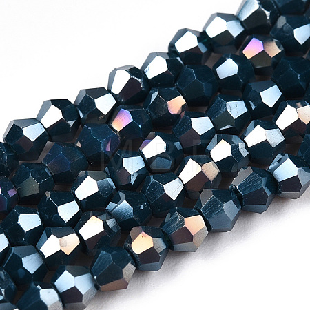 Opaque Solid Color Electroplate Glass Beads Strands X-EGLA-A039-P2mm-B09-1
