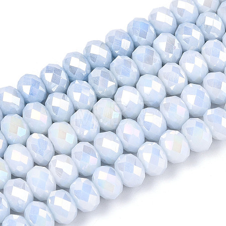 Anti-Tarnish Electroplate Rondelle Glass Beads Strands EGLA-T021-6mm-17-08-1