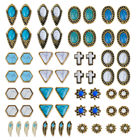 60Pcs 15 Styles Alloy Resin Cabochons MRMJ-DC0001-22-1