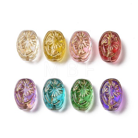 Transparent Spray Painted Glass Beads GLAA-I050-07-1