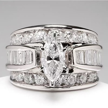 Horse Eye Alloy with Crystal Rhinestone Finger Rings FS-WG251C3-08-1