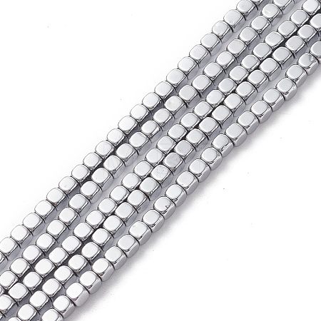 Electroplate Non-magnetic Synthetic Hematite Beads Strands X-G-J172-3x3mm-02-1