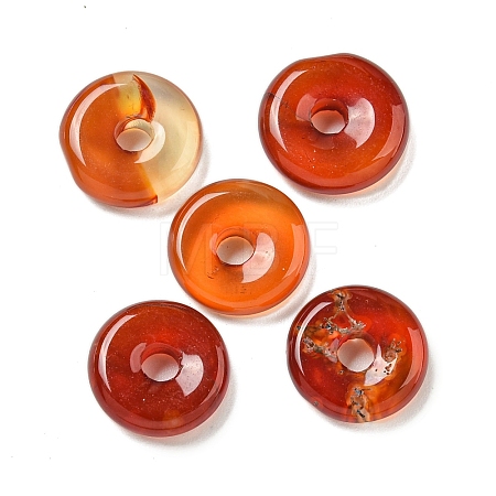 Natural Carnelian Donut/Pi Disc Charms G-G142-01U-1