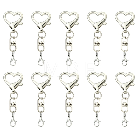 10Pcs Heart Alloy Lobster Claw Clasps Keychain Clasps HJEW-YW00393-1