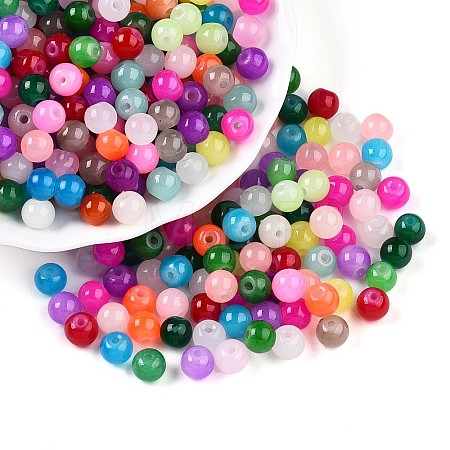 Baking Paint Imitation Jade Glass Beads DGLA-Q021-6mm-M-1