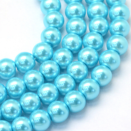 Baking Paint Pearlized Glass Pearl Round Bead Strands HY-Q330-8mm-48-1