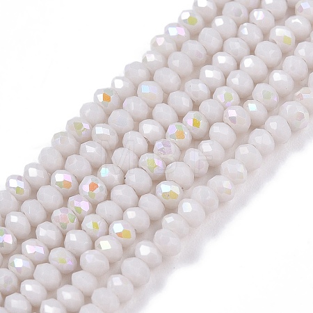 Electroplate Opaque Solid Color Glass Beads Strands X-EGLA-A044-P1mm-L19-1