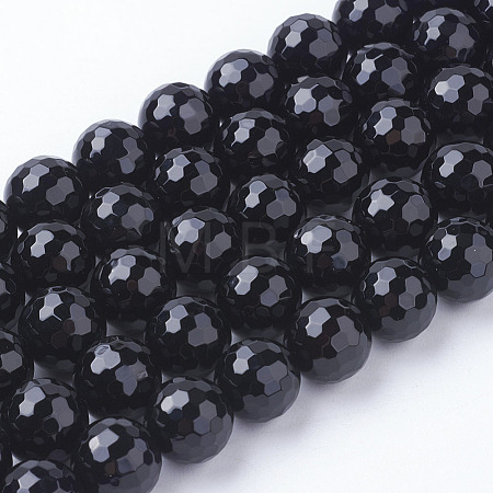 Natural Black Onyx Beads Strands G-E145-10mm-3B-1