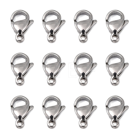 Tarnish Resistant Polished 316 Surgical Stainless Steel Lobster Claw Clasps X-STAS-R072-12A-1