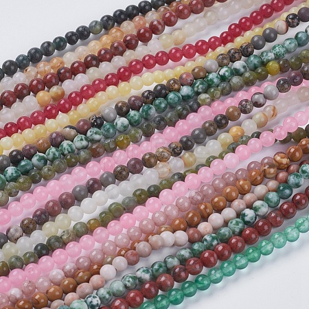 Natural Mixed Gemstone and Dyed Jade Beads Strands G-G151-4mm-M2-1