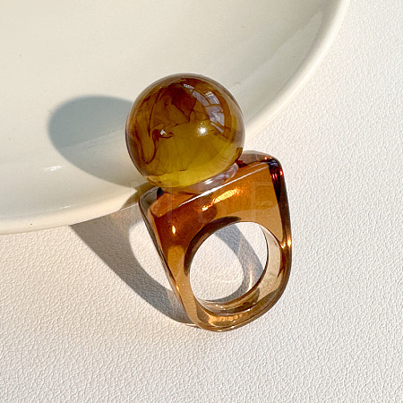 Resin Round Bead Finger Rings FS-WG38F74-01-1